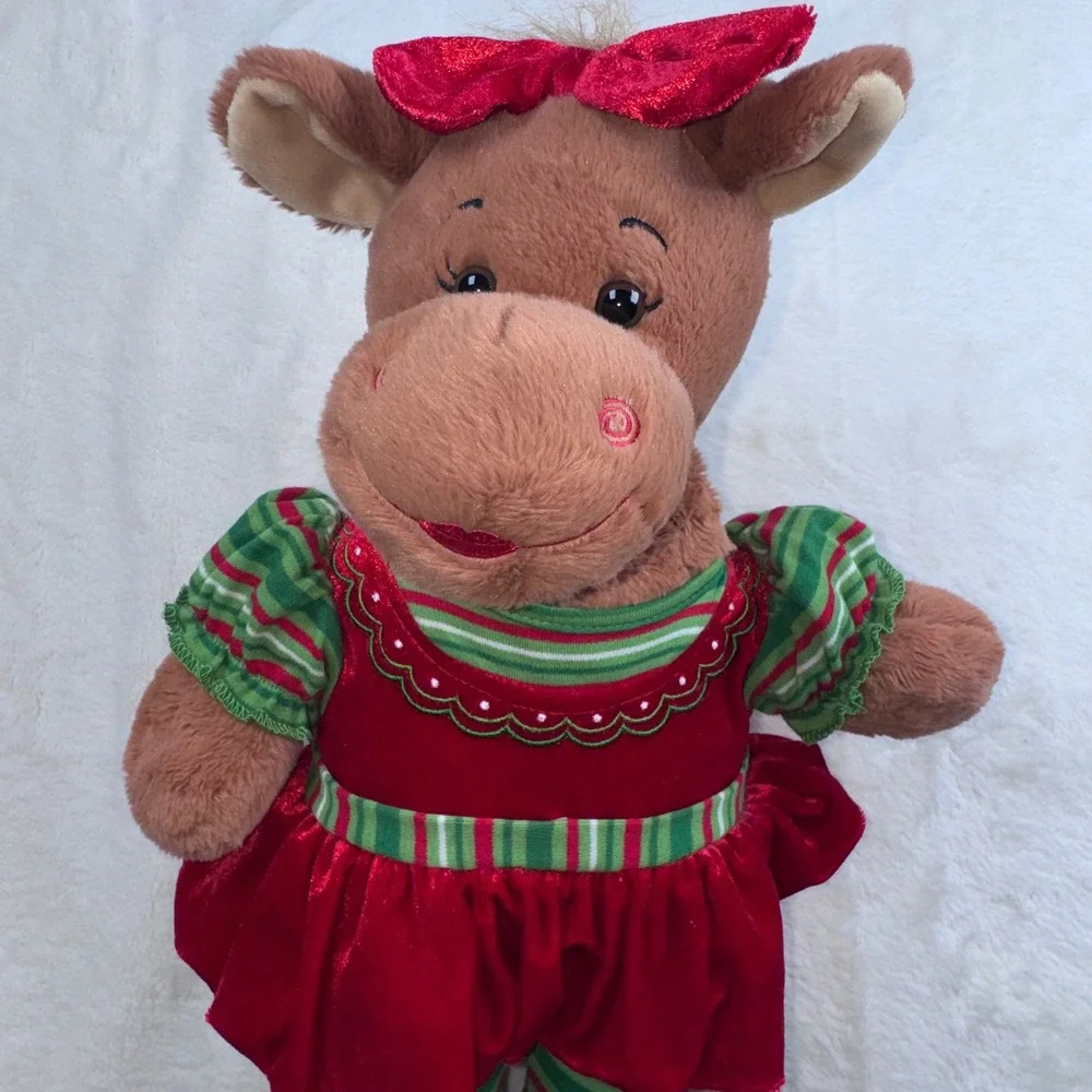 Build-A-Bear Christmas Reindeer Plush 19in Brown Red Green Holiday Outfit